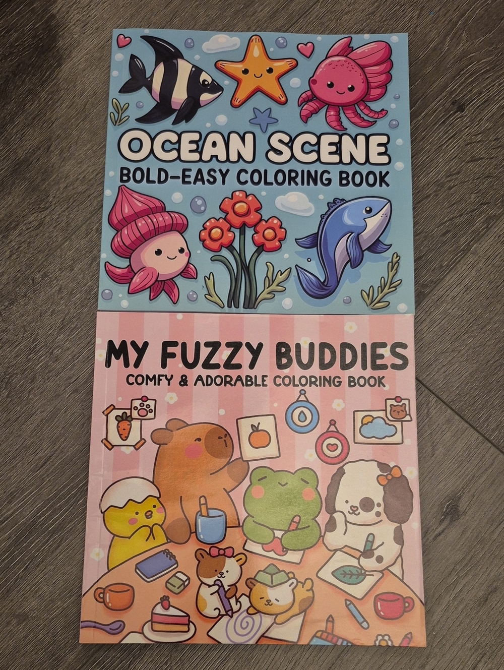Multicolor Kids & Adults Coloring Book- Ocean Scene & My Fuzzy Buddies Books New